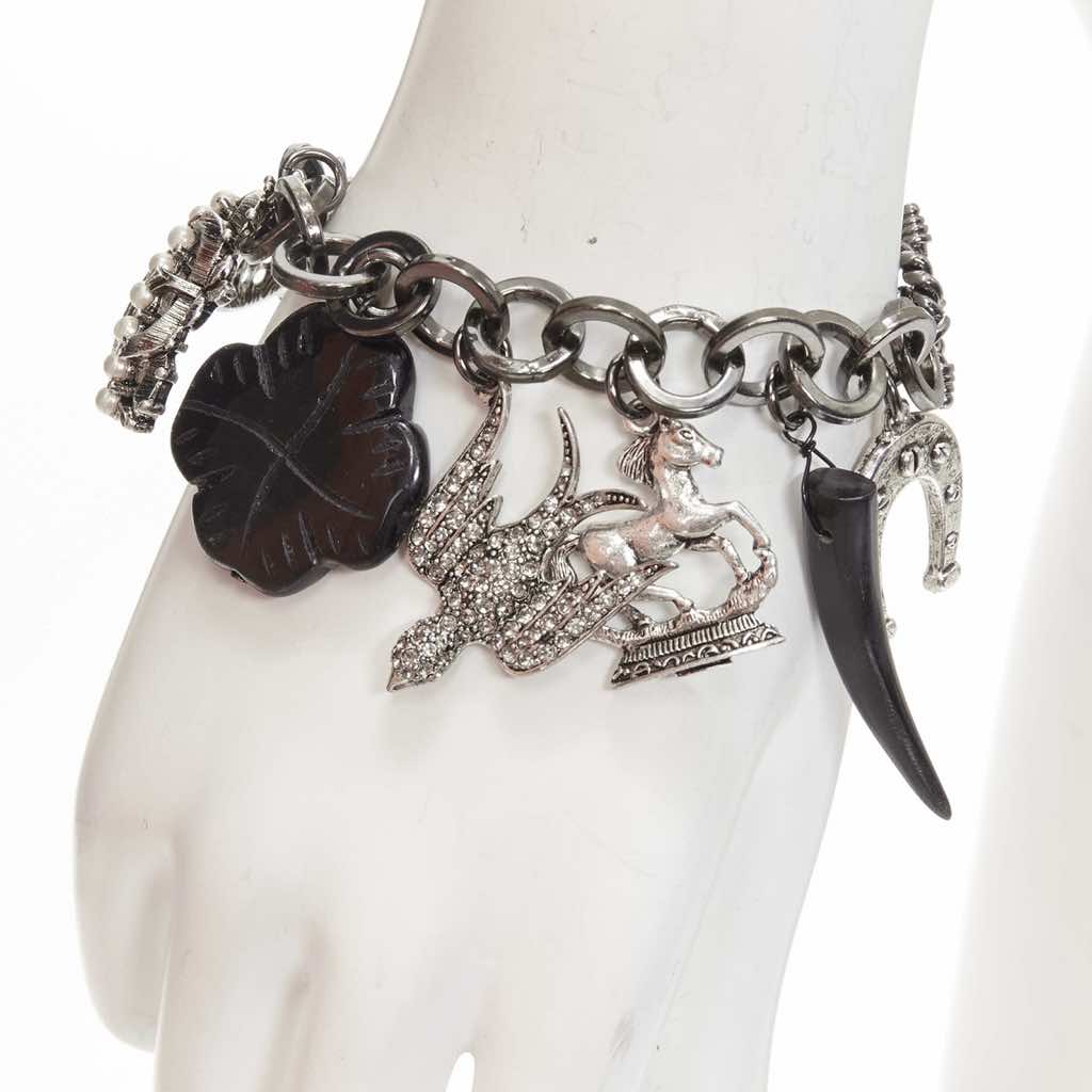 R.j. Graziano Black Silver Clover Bracelet - Back view
