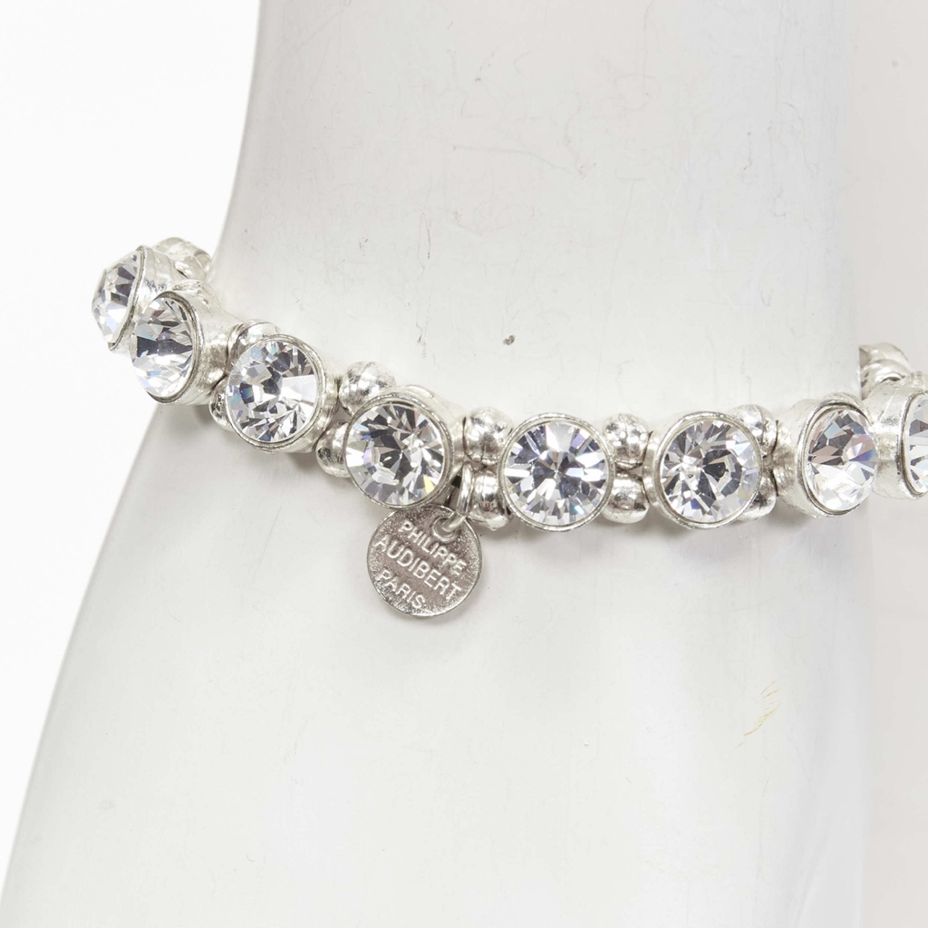 Philippe Audibert Silver Round Crystal Bracelet - Back view