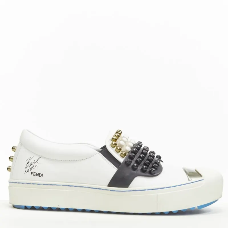 Fendi Karlito Skate Sneakers White Leather Very good - Back View