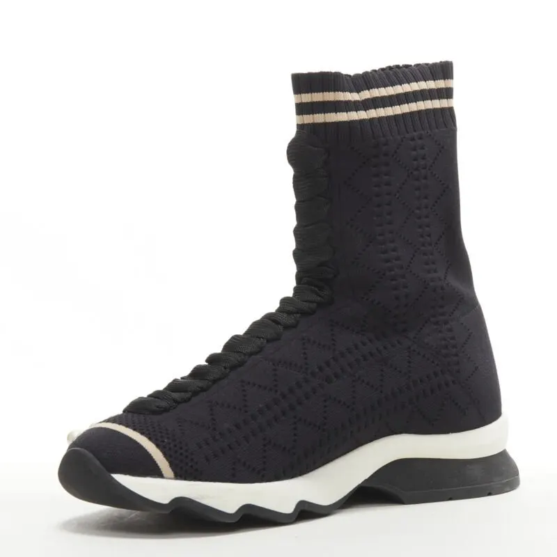 Fendi Pearl Sock Sneakers Black Very good - Model View