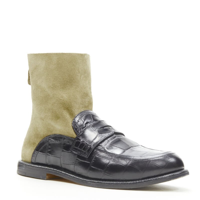 Loewe Green Suede Platform Boots