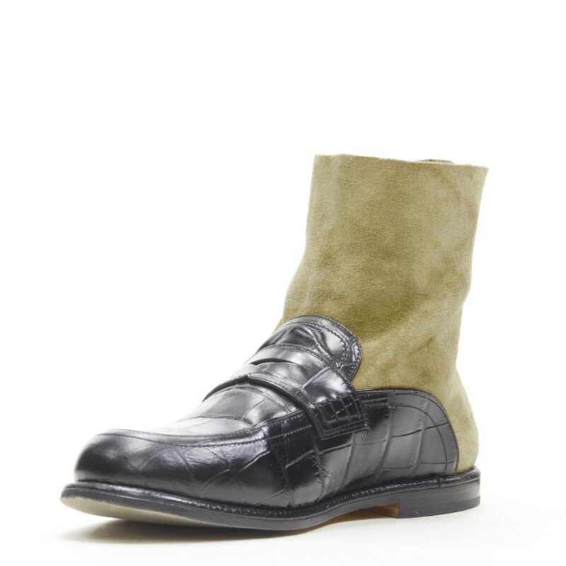 Loewe Green Suede Platform Boots - 4