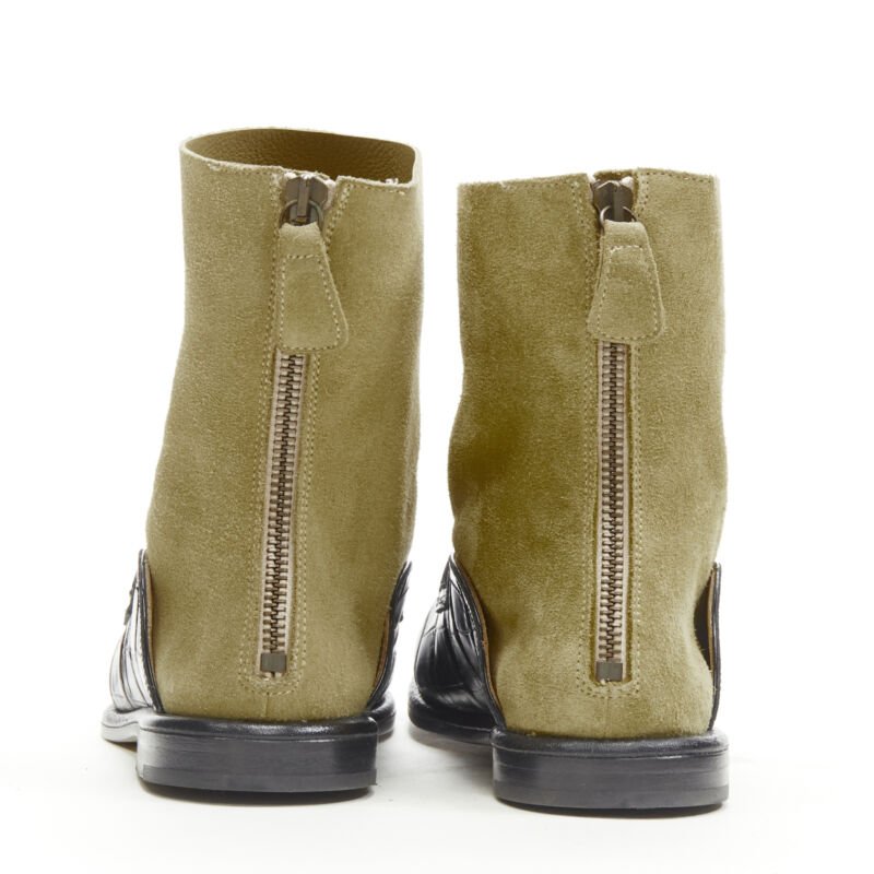 Loewe Green Suede Platform Boots - Side view