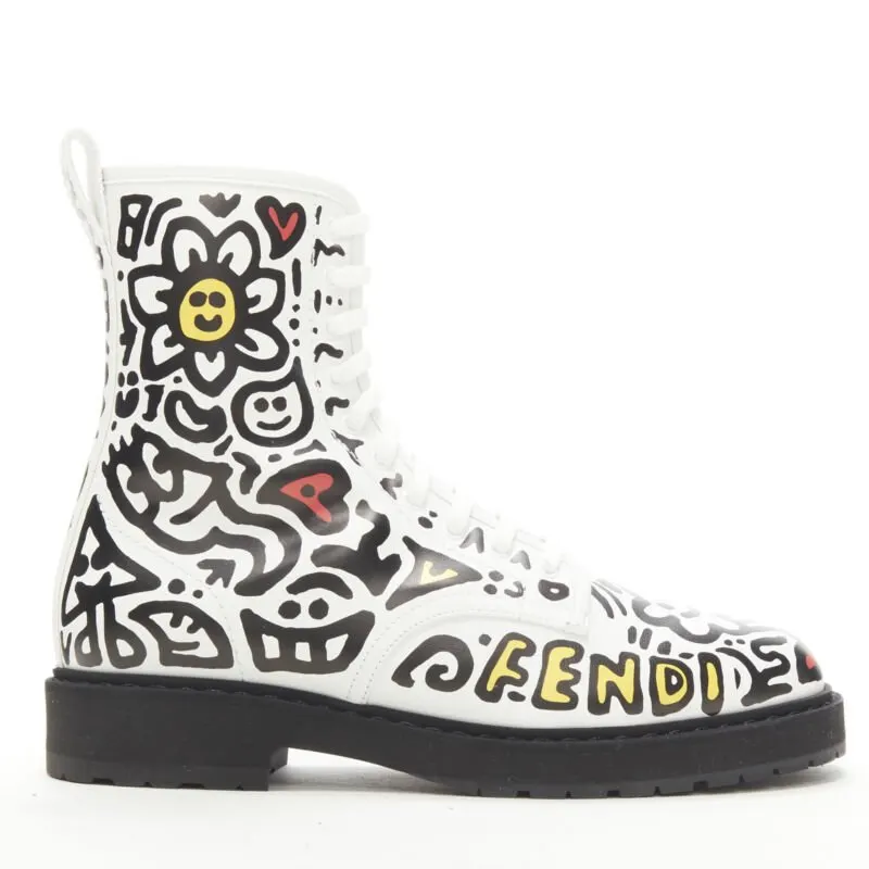Fendi Purple Zip Ankle Boots White Leather Never worn - Front View