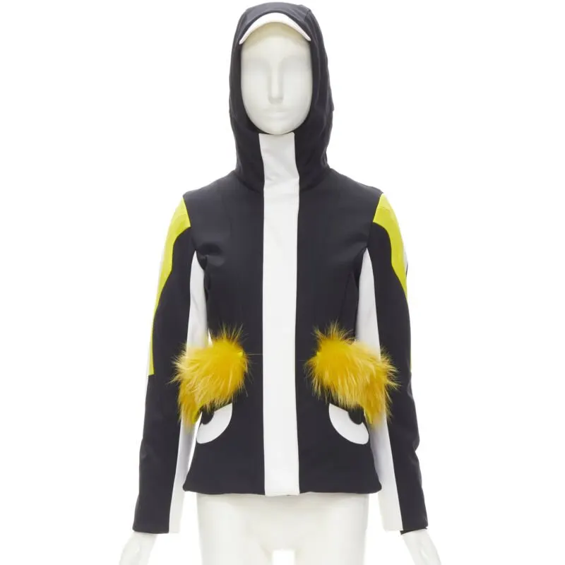Fendi Black Yellow Ski Jacket Black Never worn, with tag - Front View