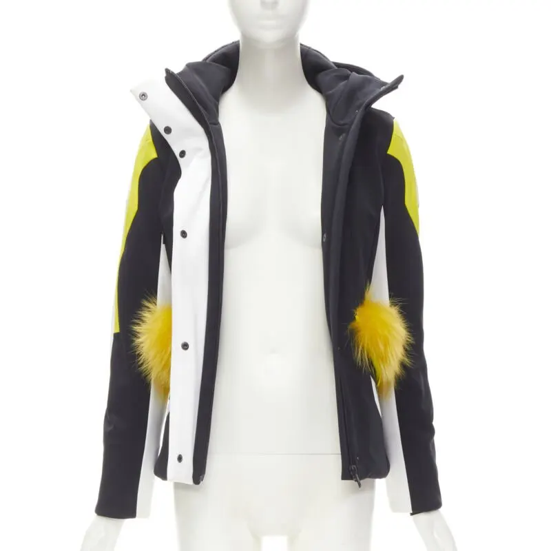 Fendi Black Yellow Ski Jacket Black Never worn, with tag - Inside View