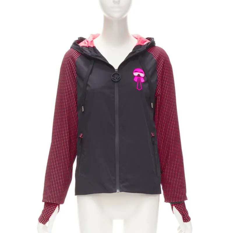 Fendi Black Pink Nylon Jacket Black Very good - Front View