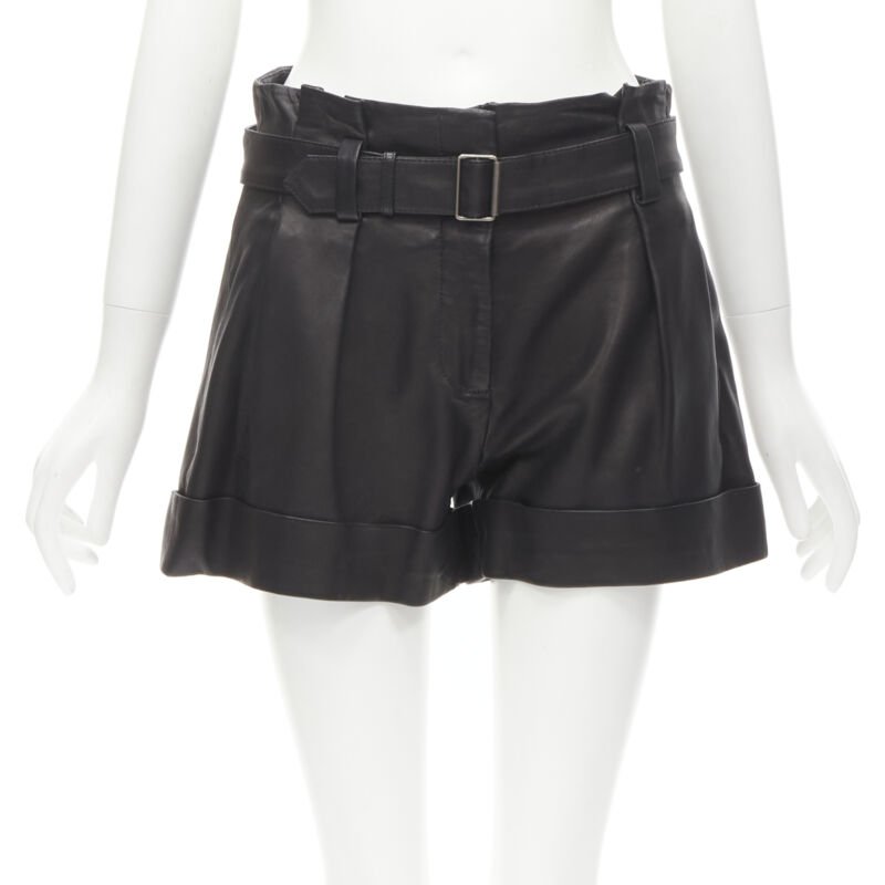 Theory Belted Leather Shorts