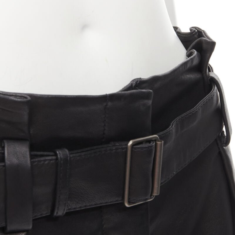 Theory Belted Leather Shorts - Back view