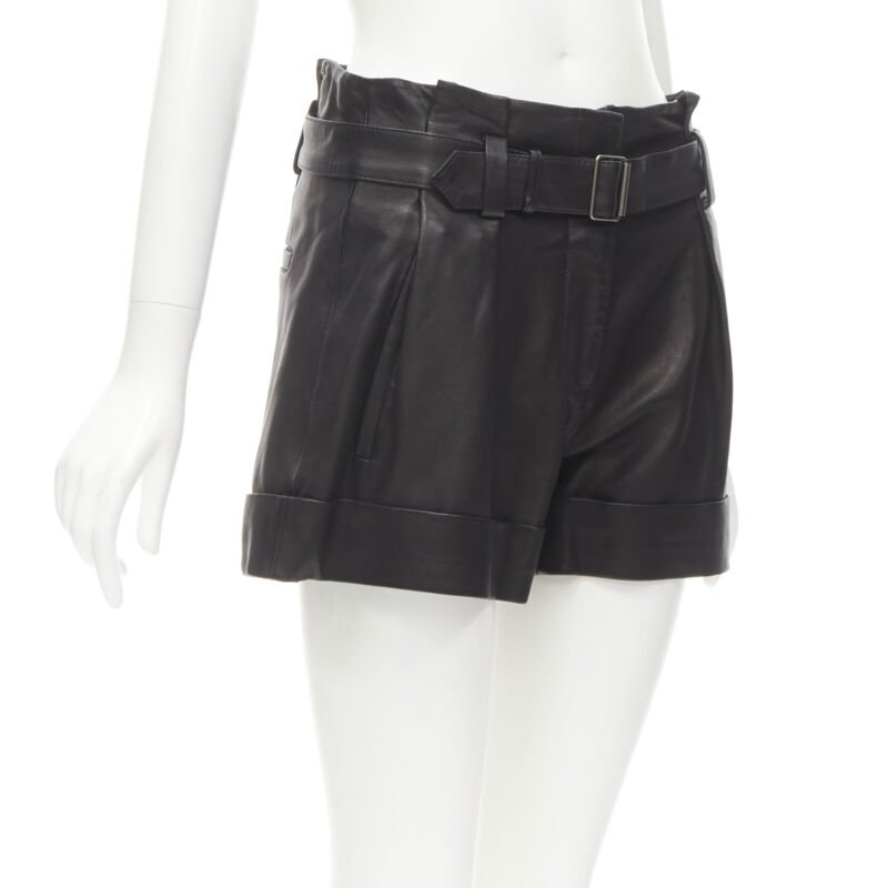Theory Belted Leather Shorts - Image 6