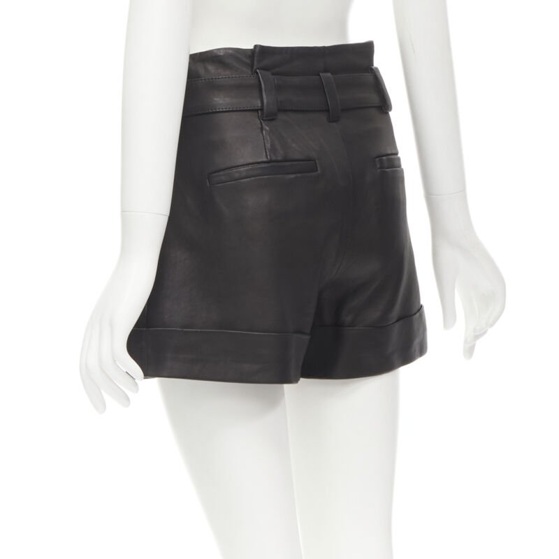 Theory Belted Leather Shorts - Detail 1