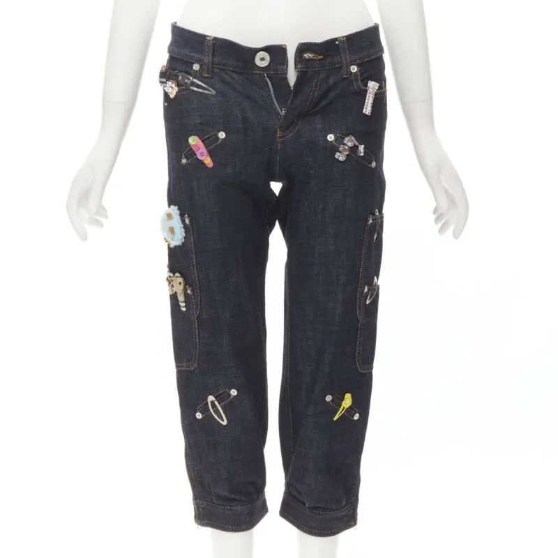 Moschino Denim Embroidered Jeans Blue Very good - Front View