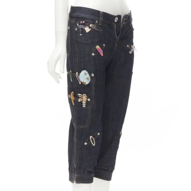 Moschino Denim Embroidered Jeans Blue Very good - Inside View