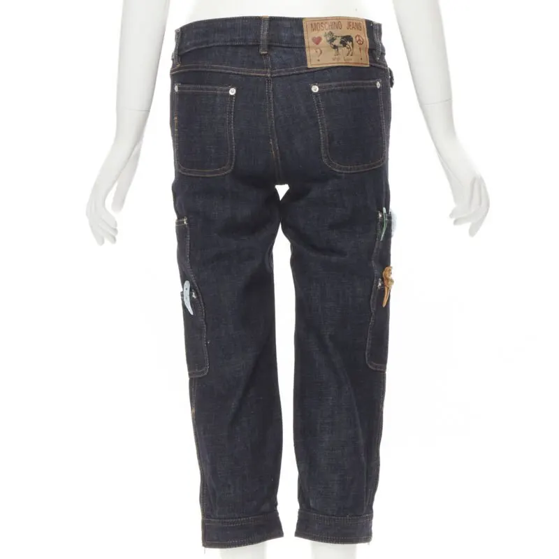 Moschino Denim Embroidered Jeans Blue Very good - Box View