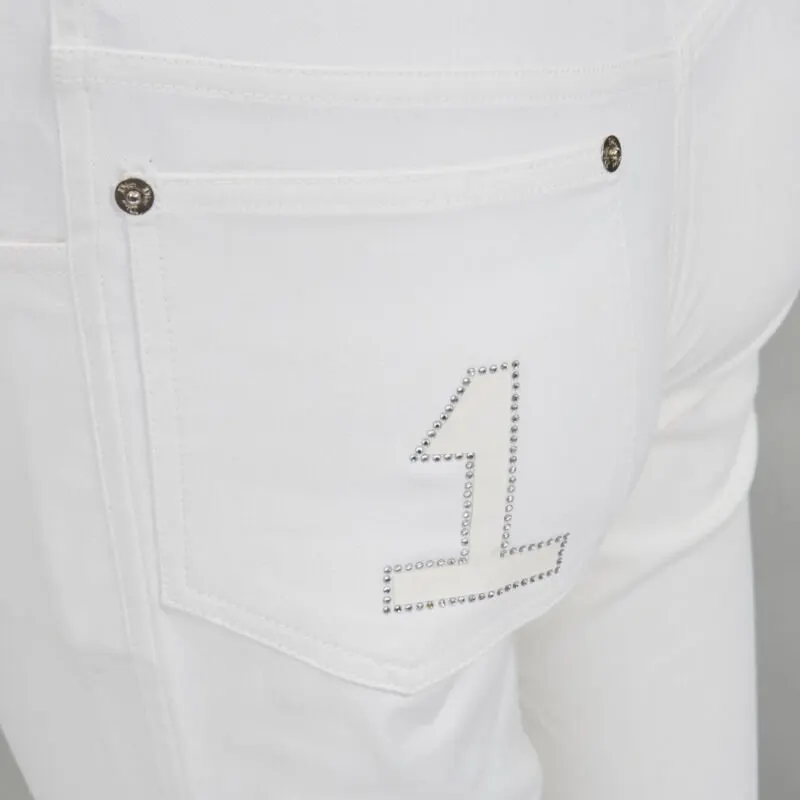 Dior Crystal Cropped Jeans White Cotton Very good - Back View