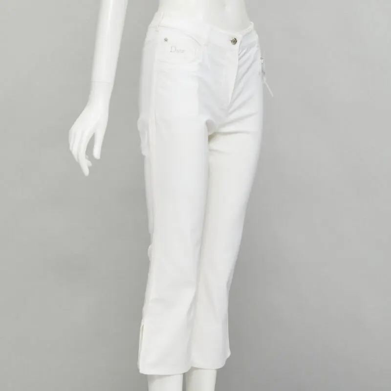 Dior Crystal Cropped Jeans White Cotton Very good - Inside View