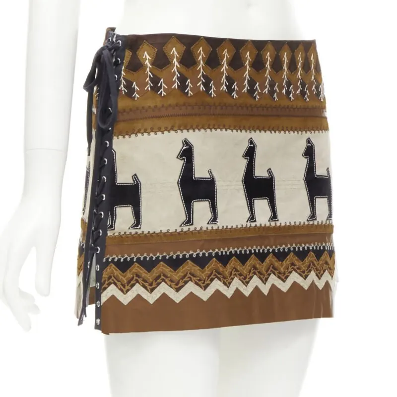 D&G Aztec Suede Skirt Brown Suede Very good - Front View