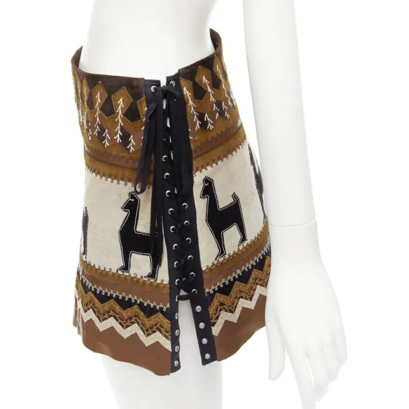 D&G Aztec Suede Skirt Brown Suede Very good - Back View