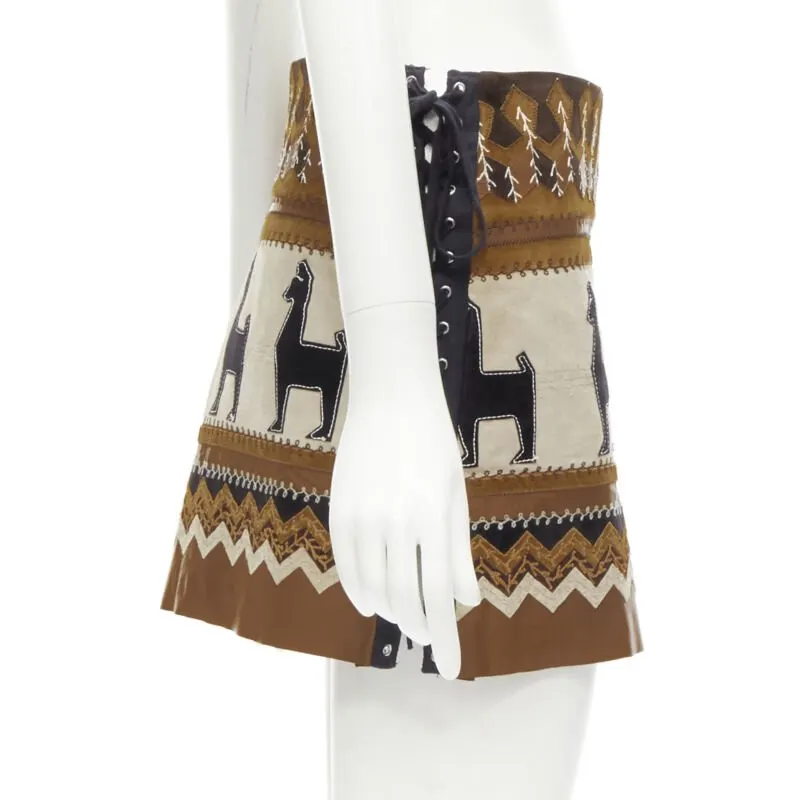 D&G Aztec Suede Skirt Brown Suede Very good - Model View