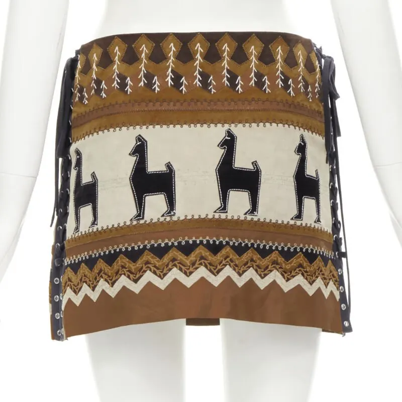D&G Aztec Suede Skirt Brown Suede Very good - Box View