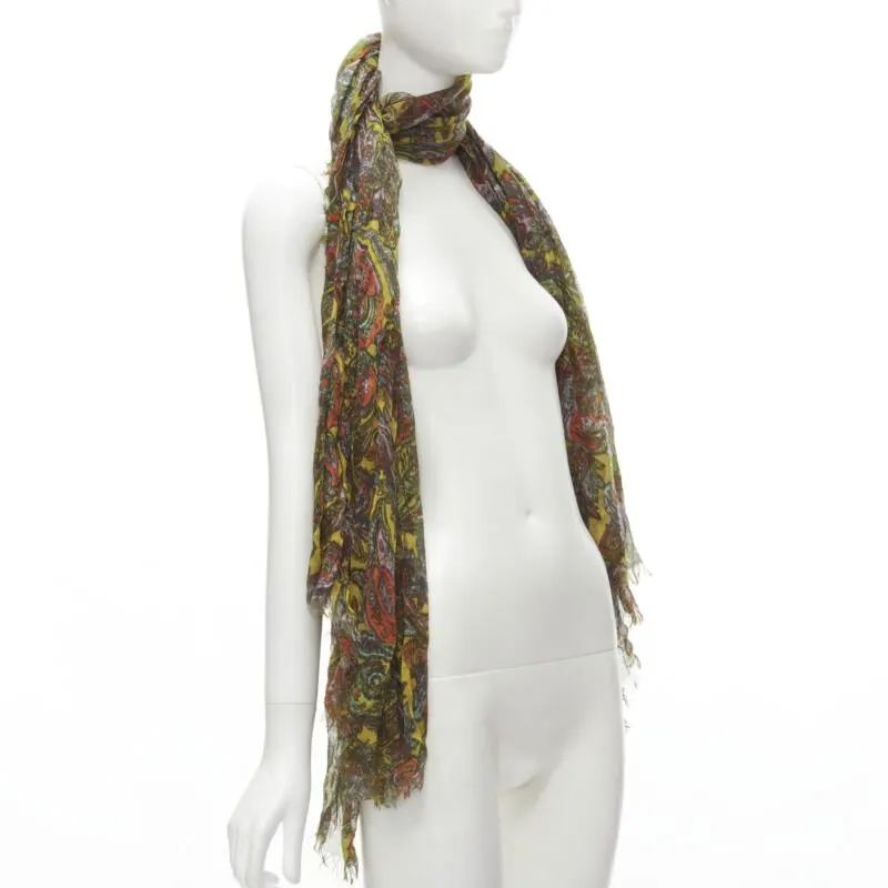 Louis Vuitton Paisley Scarf Yellow Cashmere Never worn - Back View