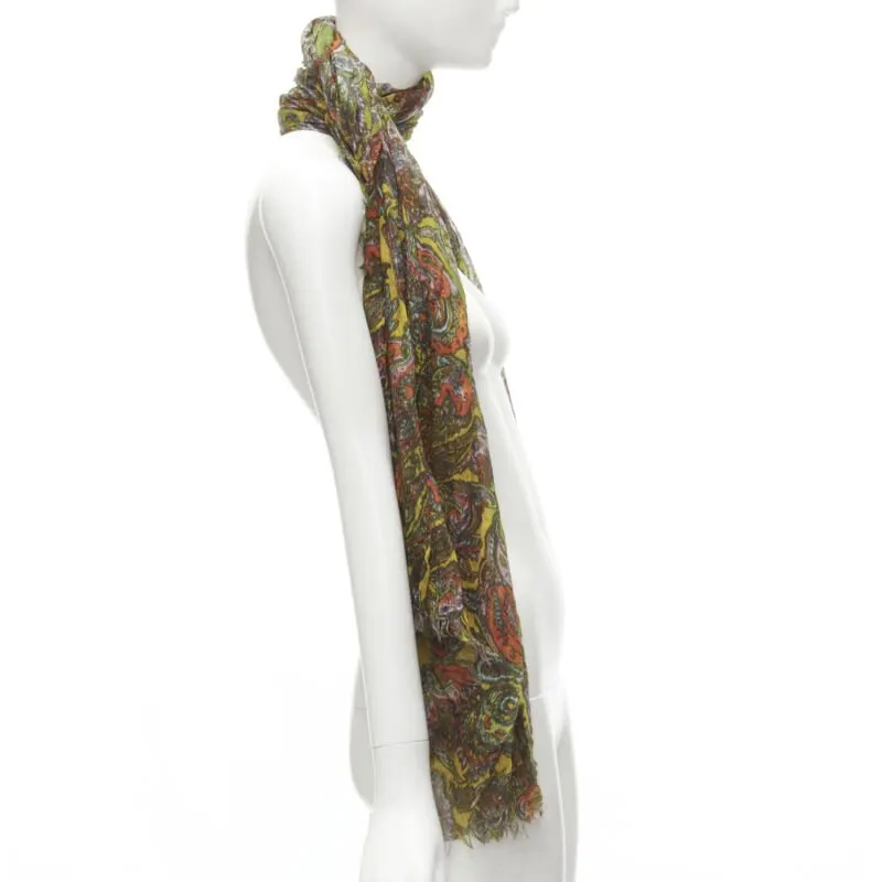 Louis Vuitton Paisley Scarf Yellow Cashmere Never worn - Inside View