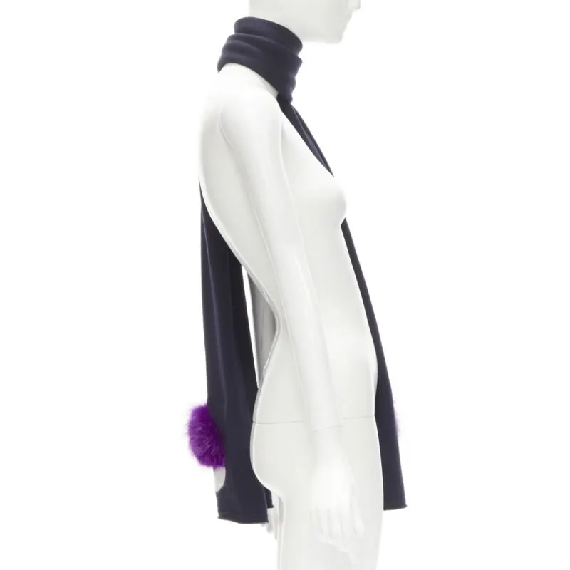 Fendi Monster Eyes Scarf Navy Wool Never worn - Model View