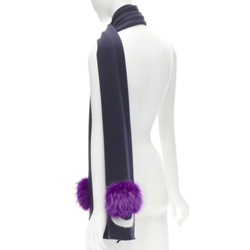 Fendi Monster Eyes Scarf Navy Wool Never worn - Box View