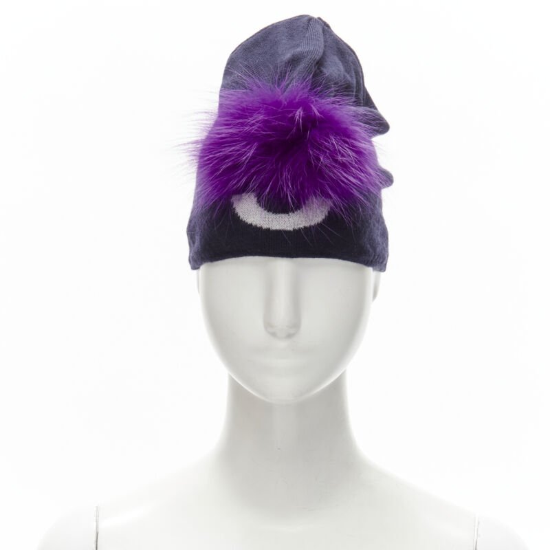 Fendi Bug Eye Fur Beanie - Back view