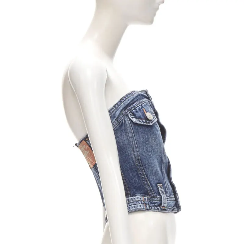 Dsquared2 Denim Corset Top Blue Never worn - Model View