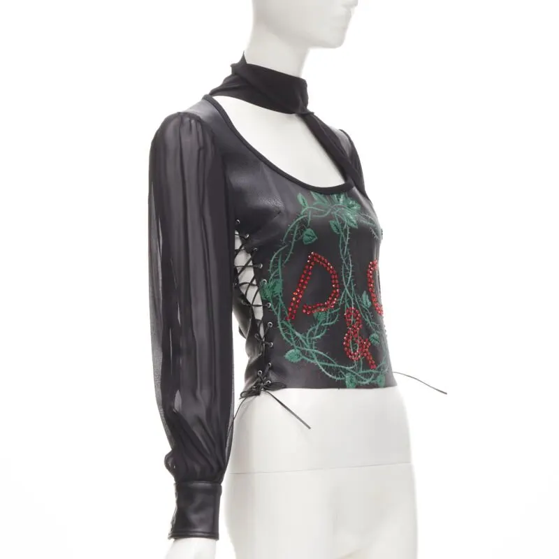 D&G Scaled Leather Blouse Black Leather Very good - Inside View