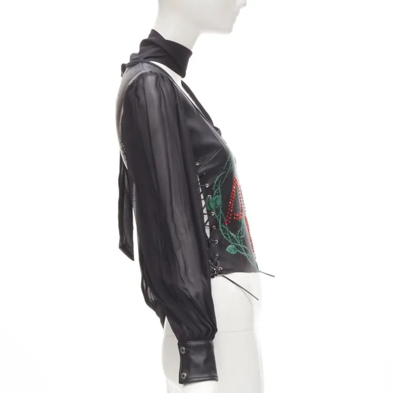 D&G Scaled Leather Blouse Black Leather Very good - Model View