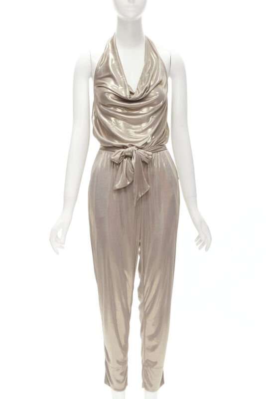 Diane Von Furstenberg Gold Halter Jumpsuit