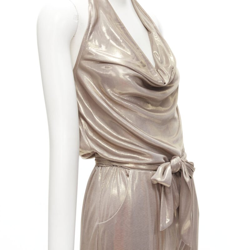 Diane Von Furstenberg Gold Halter Jumpsuit - Back view