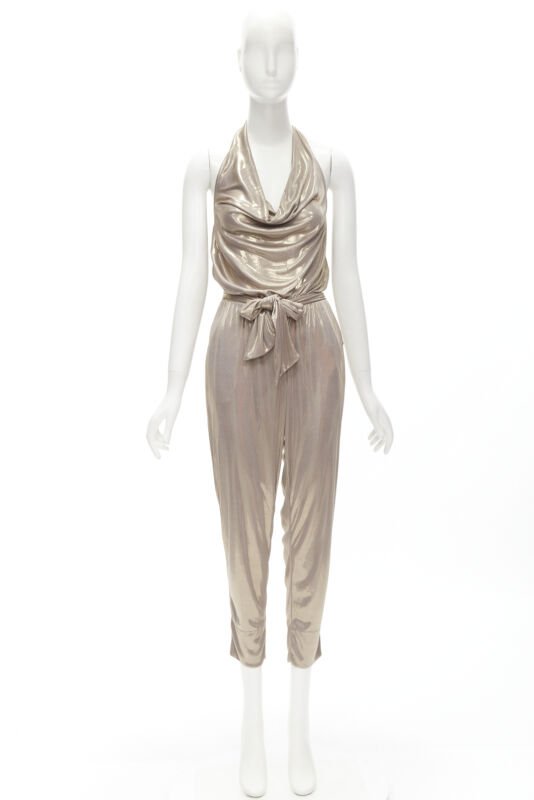 Diane Von Furstenberg Gold Halter Jumpsuit - Image 12