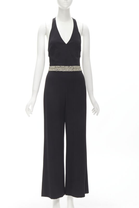 Alice & Olivia Crystal Halter Jumpsuit