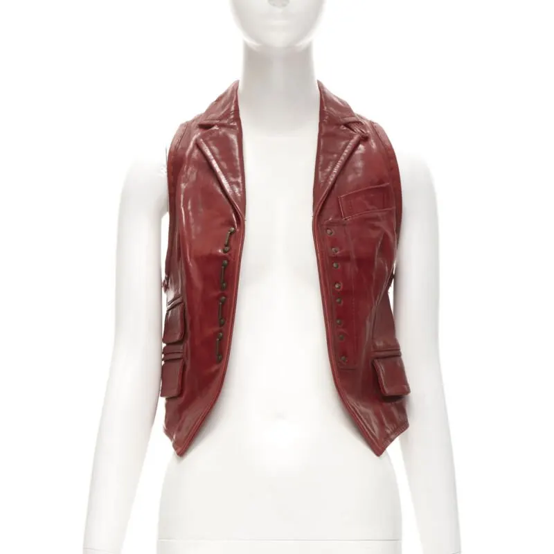 Dsquared2 Cropped Hook Vest Red Leather Very good - Inside View
