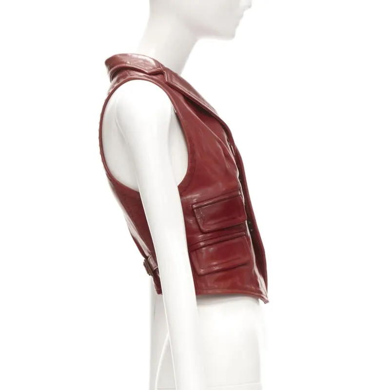 Dsquared2 Cropped Hook Vest Red Leather Very good - Box View
