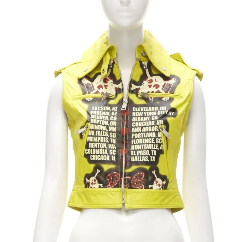 D&G Modern Beauty Biker Yellow Leather Never worn, with tag - Front View