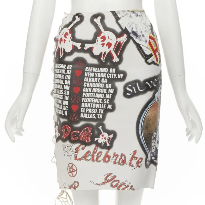 D&G Lace Up Skirt White Leather Very good - Front View