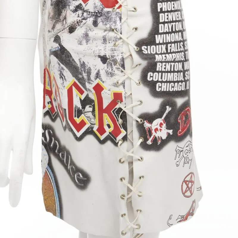 D&G Lace Up Skirt White Leather Very good - Back View