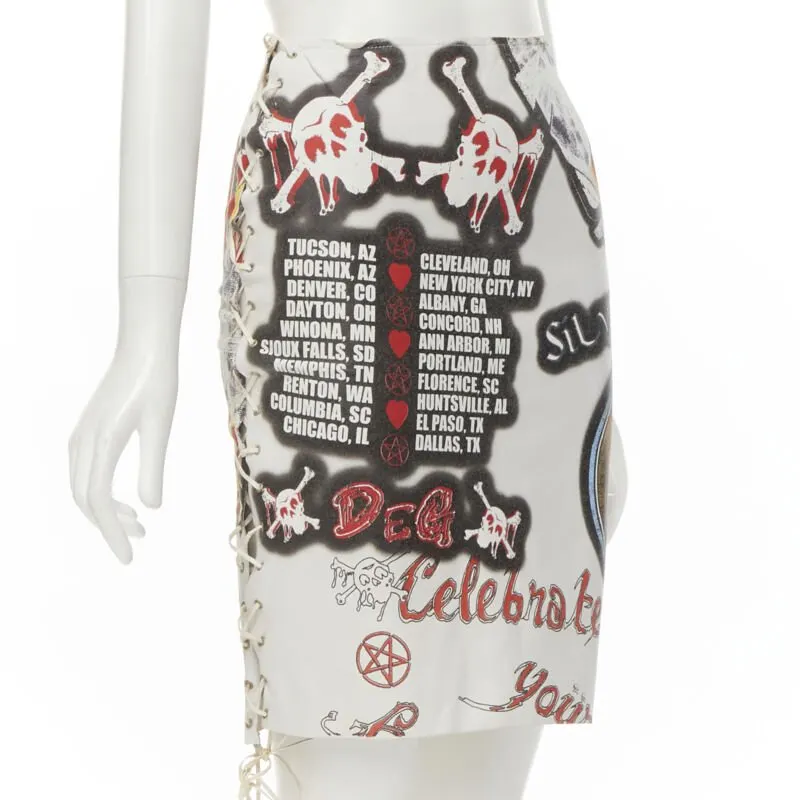 D&G Lace Up Skirt White Leather Very good - Inside View