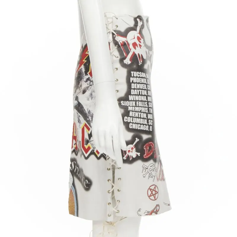 D&G Lace Up Skirt White Leather Very good - Model View