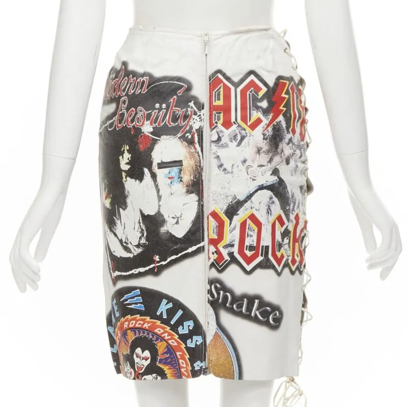 D&G Lace Up Skirt White Leather Very good - Box View