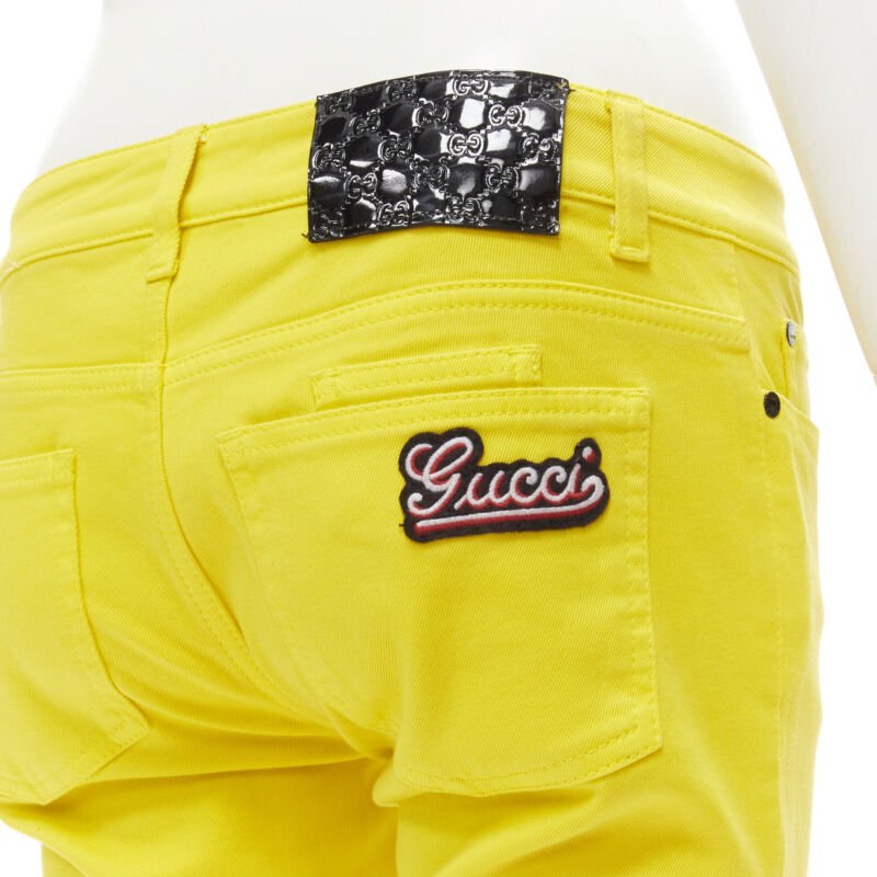 Gucci Yellow Logo Knee Jeans - Back view