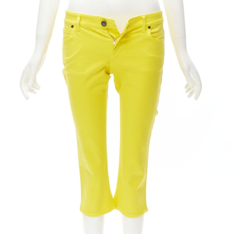 Gucci Yellow Logo Knee Jeans - Image 6