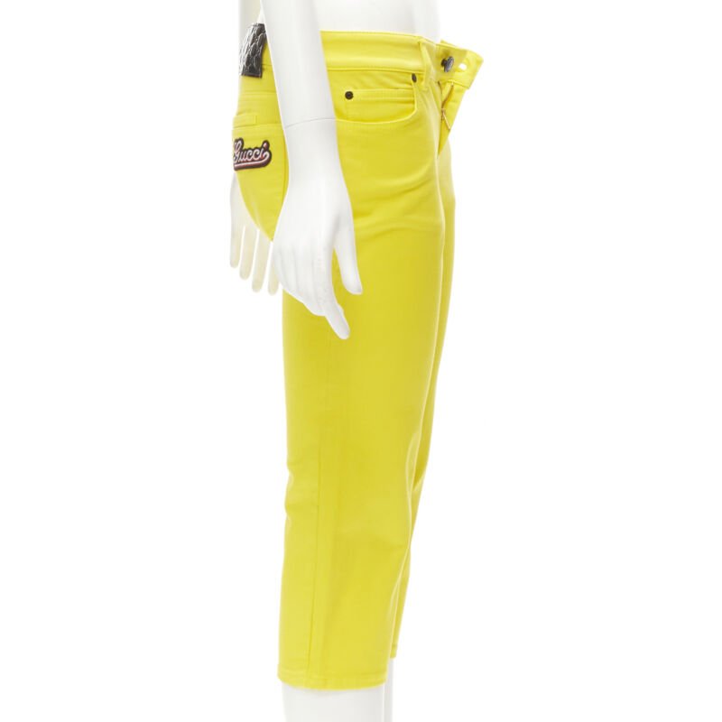 Gucci Yellow Logo Knee Jeans - Side view
