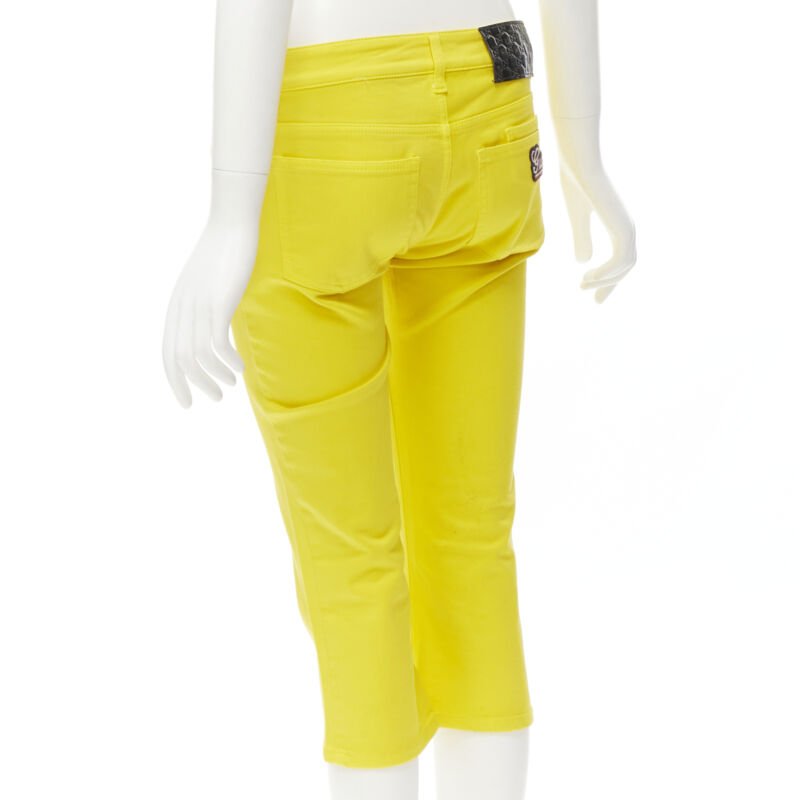 Gucci Yellow Logo Knee Jeans - Detail 1