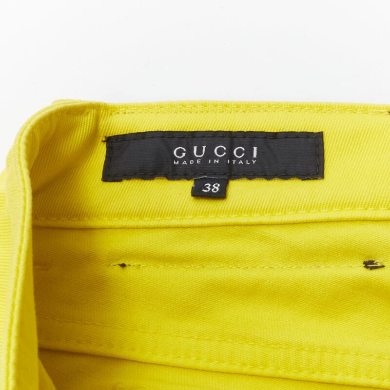 Gucci Yellow Logo Knee Jeans - Image 10
