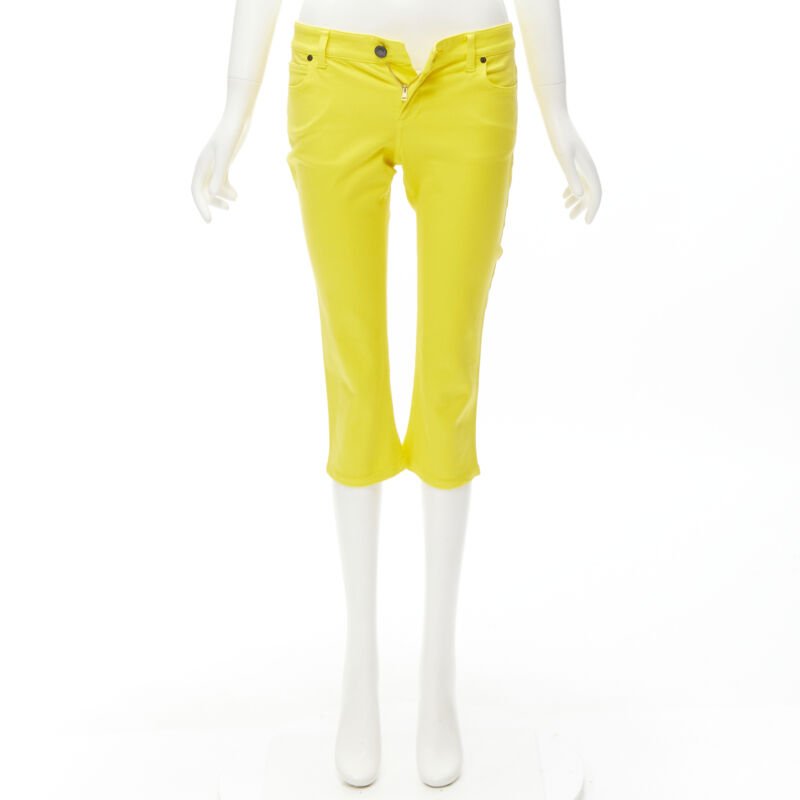 Gucci Yellow Logo Knee Jeans - Image 11